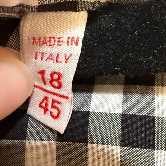 Isaia Men's Black & White Plaid Long Sleeve Shirt Sz 18 / 45 Button Up - Picture 3 of 7